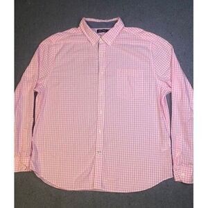 NAUTICA men's XX LARGE button down 100% COTTON‎ LIGHT PINK/WHITE long sleeve